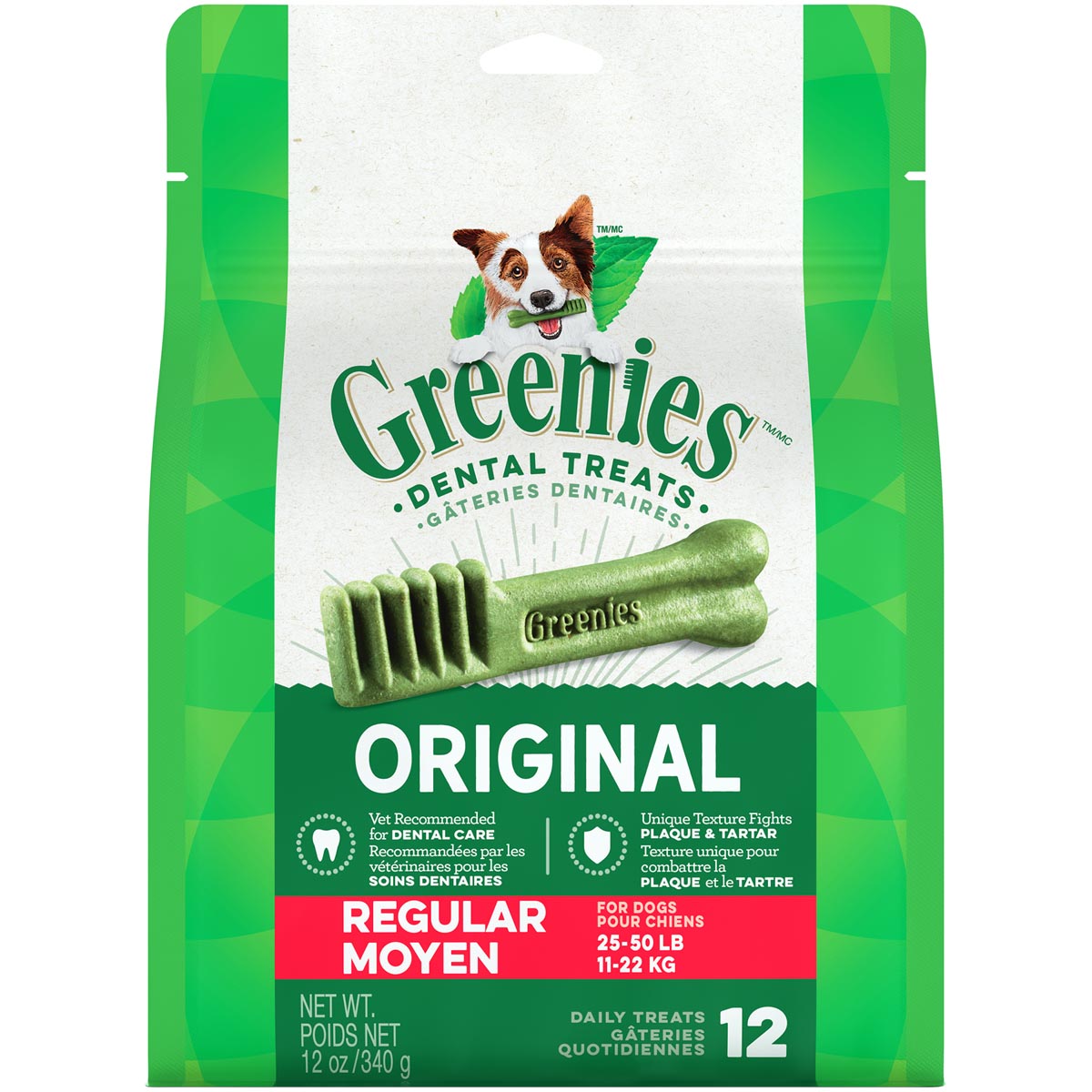 Greenies Dental Treats Original Regular Dog Treats 12 oz. Bag