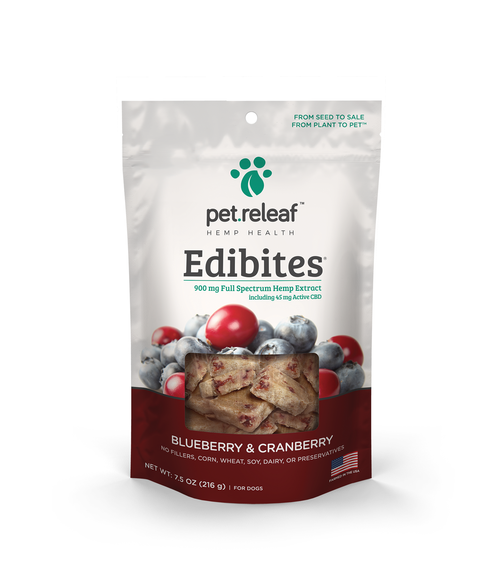 Pet Releaf Blueberry & Cranberry Chews for Dogs, 7.5 oz