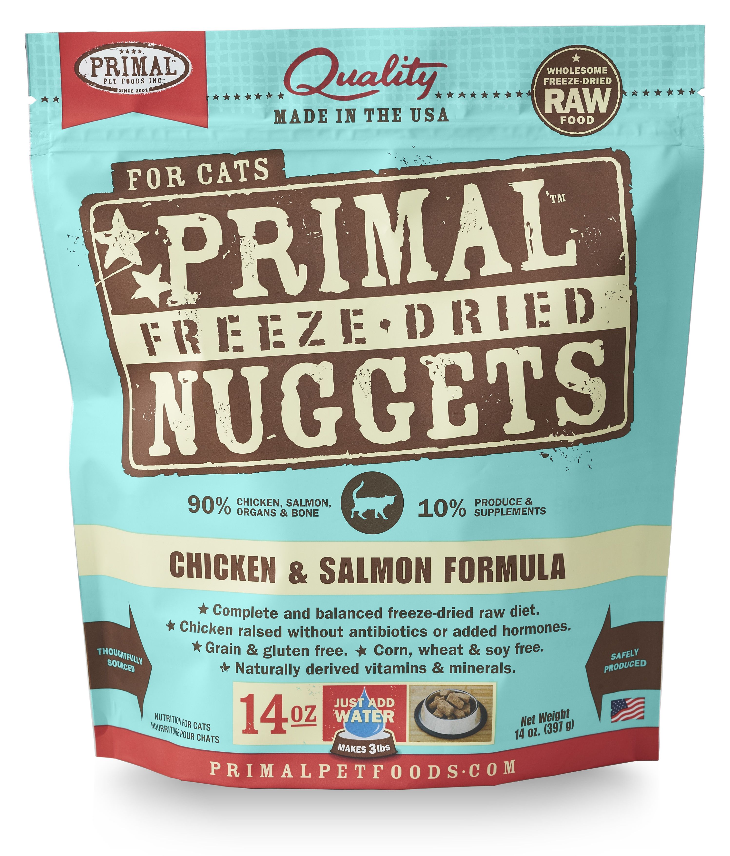 Primal Raw Freeze-Dried Feline Chicken & Salmon Formula, 14 oz