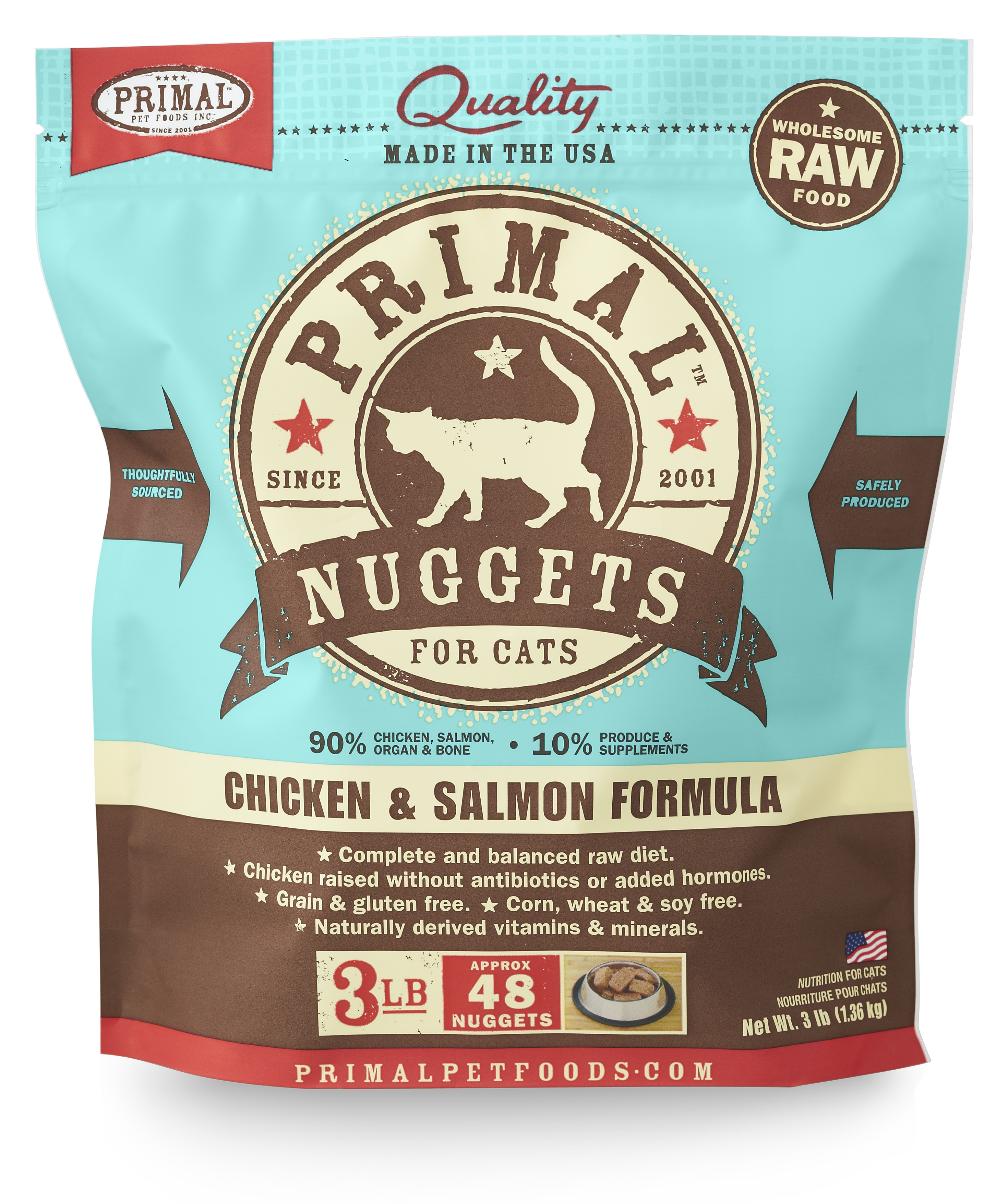 Primal Raw Frozen Feline Chicken & Salmon Formula, 3 lbs