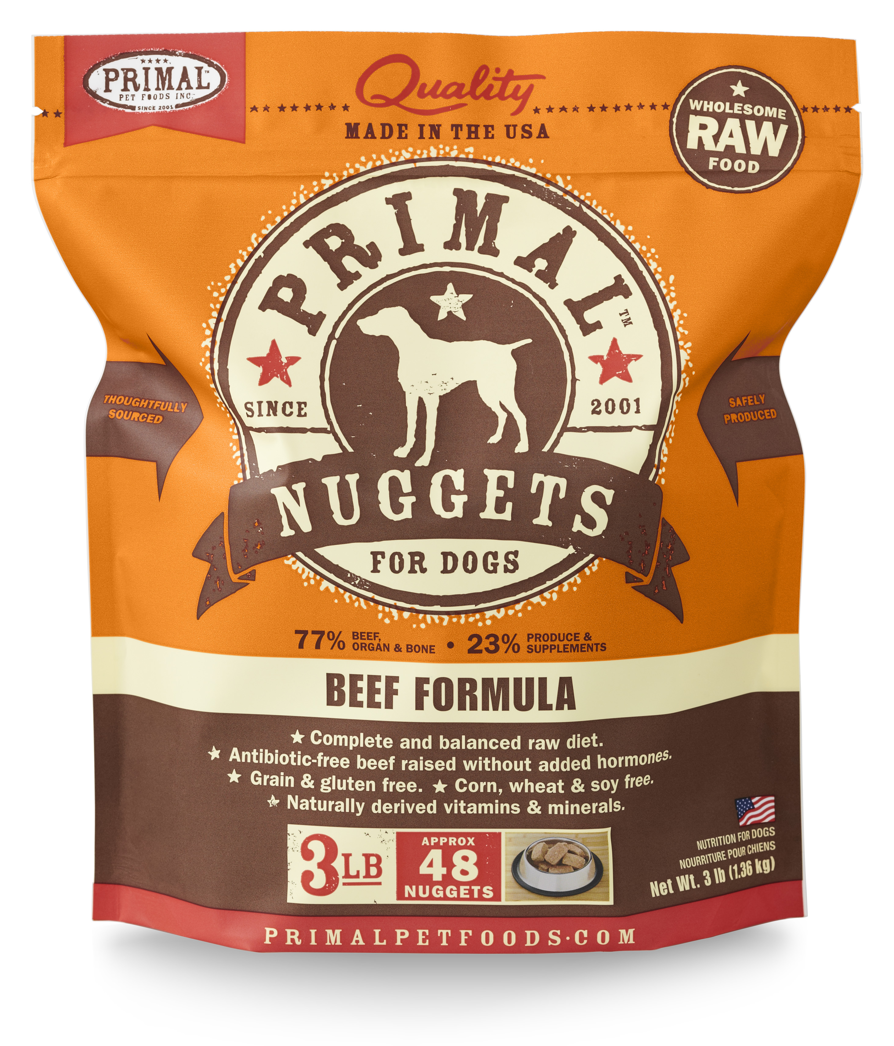 Primal Raw Frozen Canine Beef Formula, 3 lbs