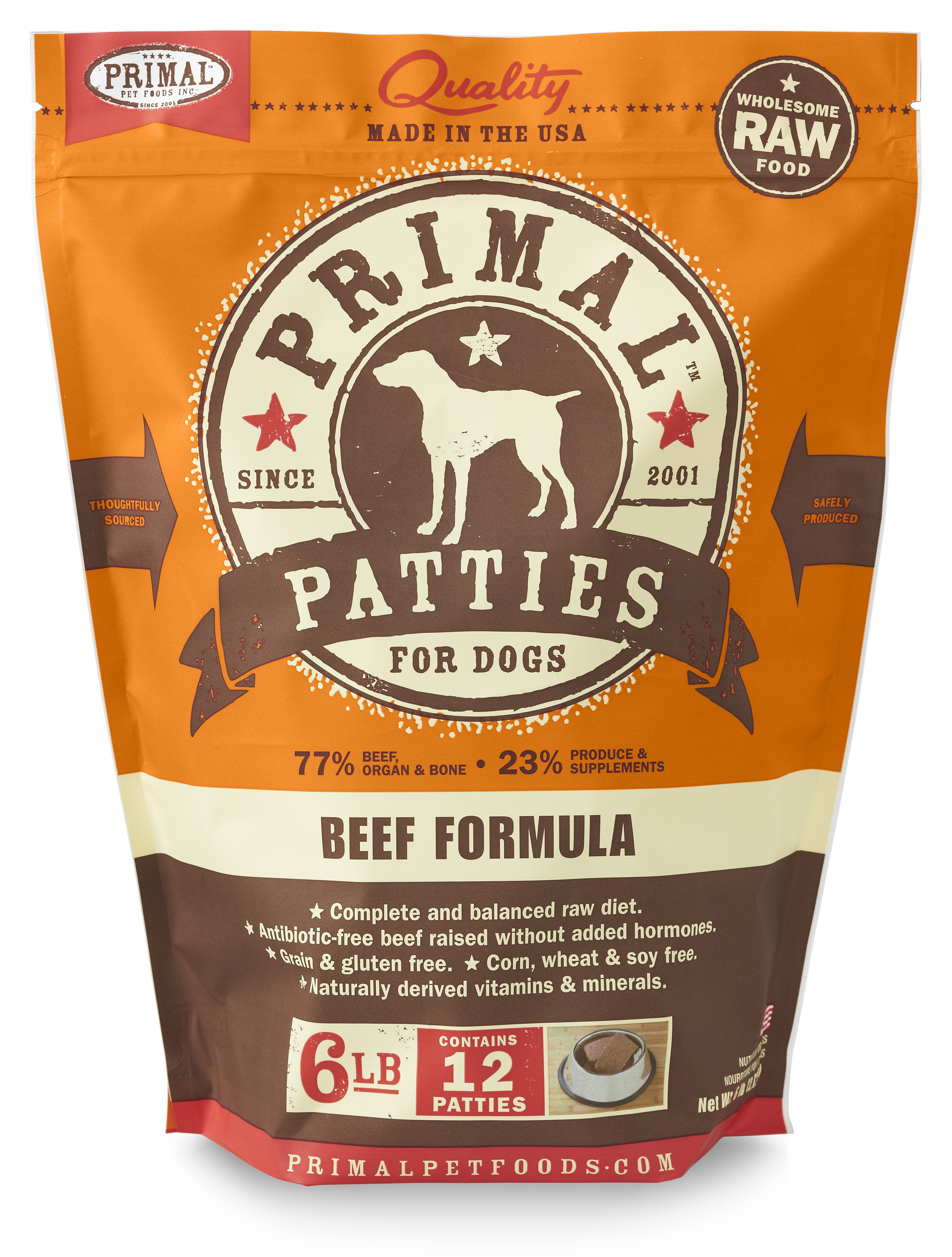 Primal Raw Frozen Canine Beef Formula, 6 lbs