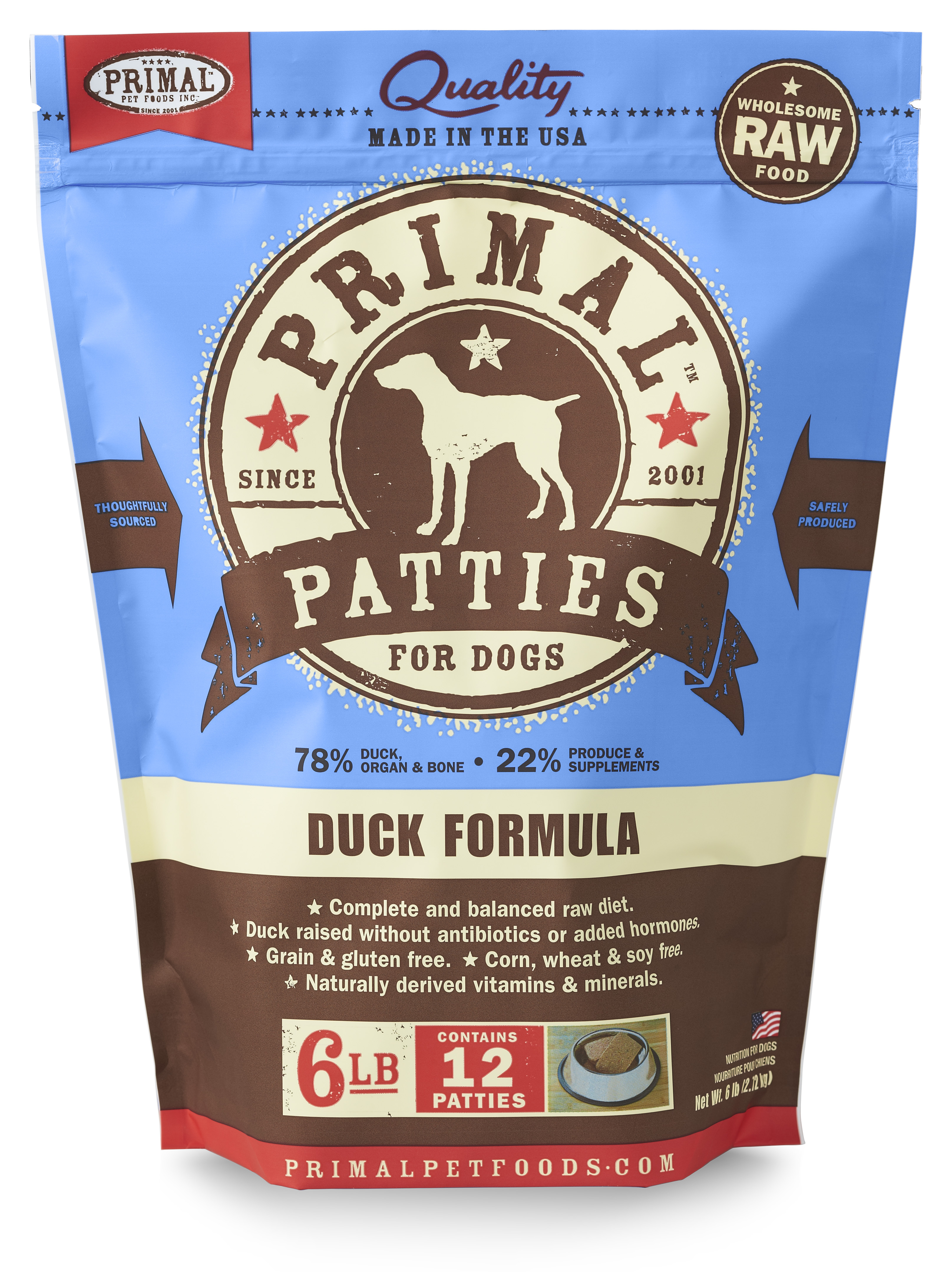Primal Raw Frozen Canine Duck Formula, 6 lbs