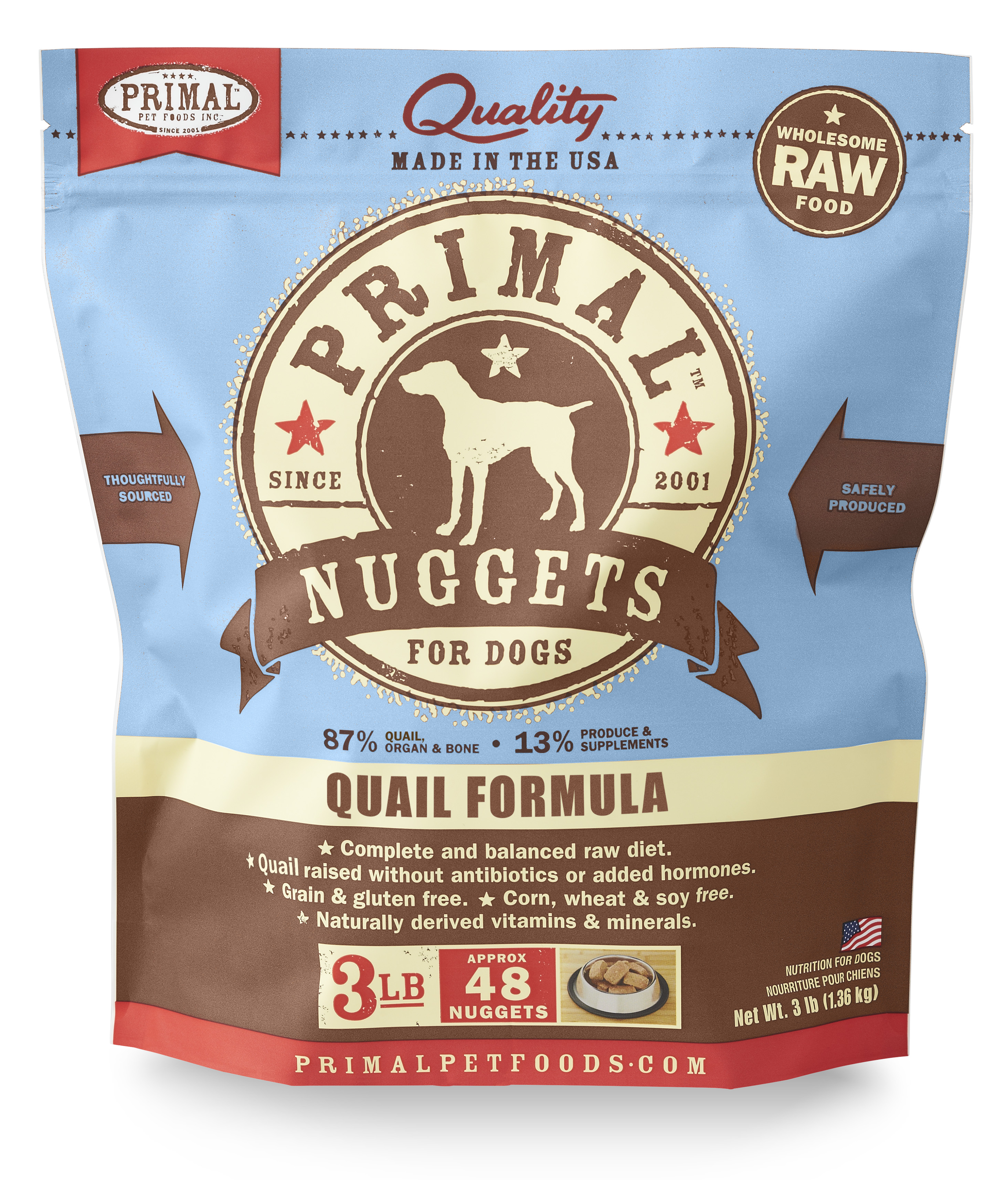 Primal Raw Frozen Canine Quail Formula, 3 lbs