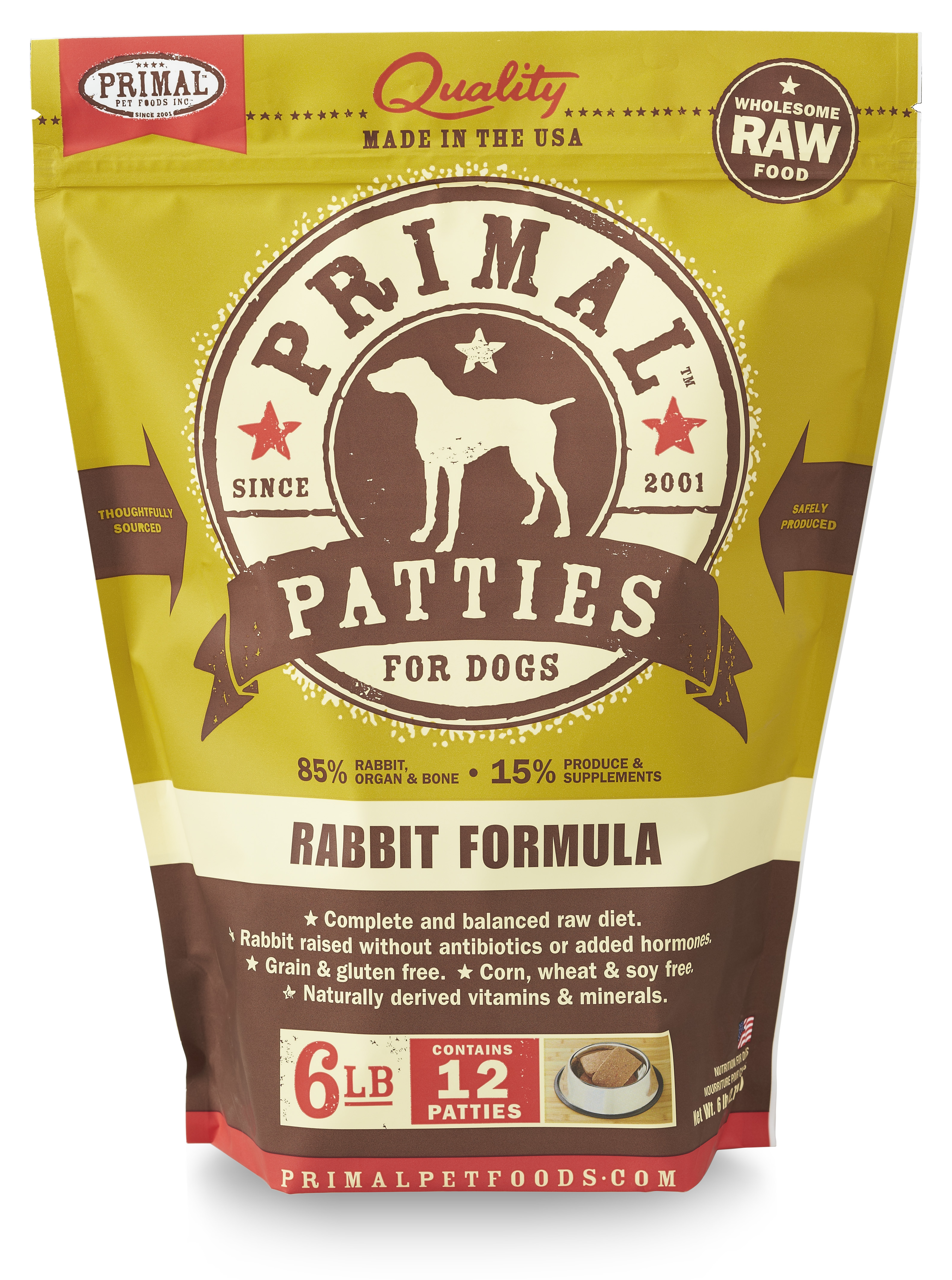 Primal Raw Frozen Canine Rabbit Formula, 6 lbs