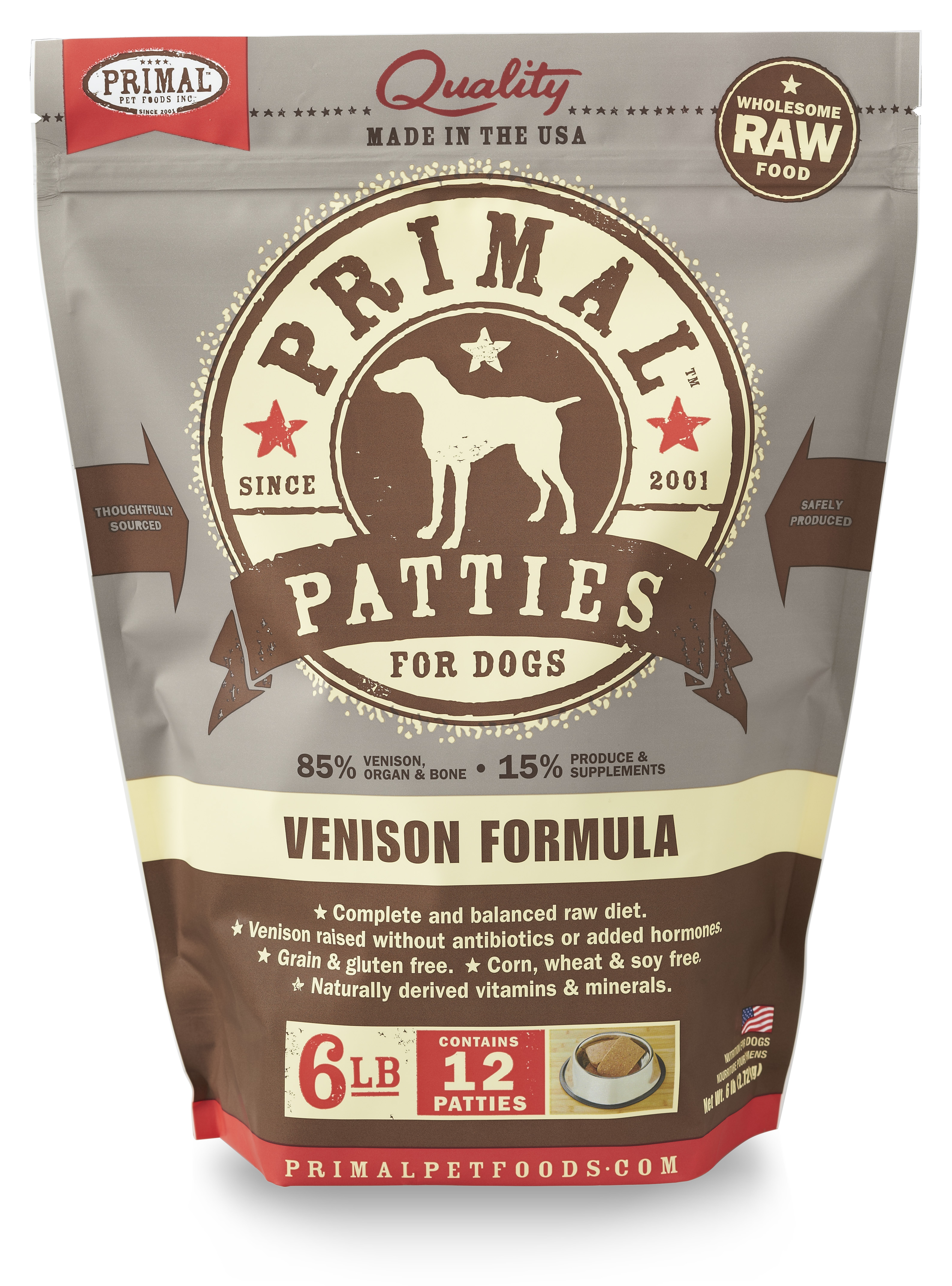 Primal Raw Frozen Canine Venison Formula, 6 lbs