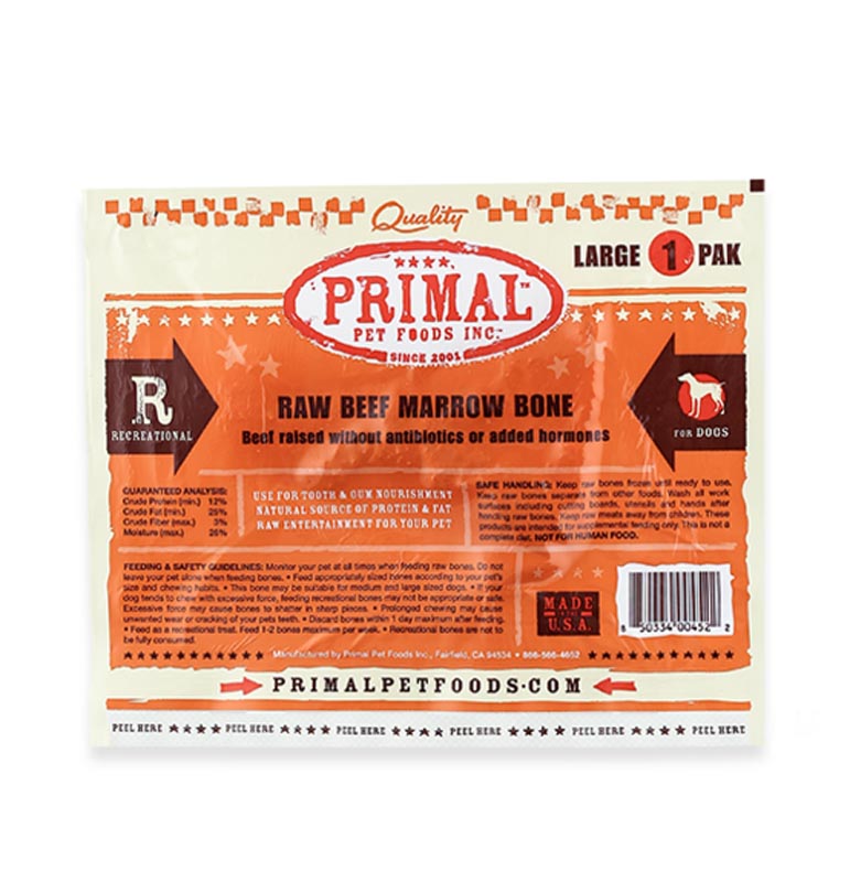 Primal Raw Recreational Beef Marrow Bones - Large