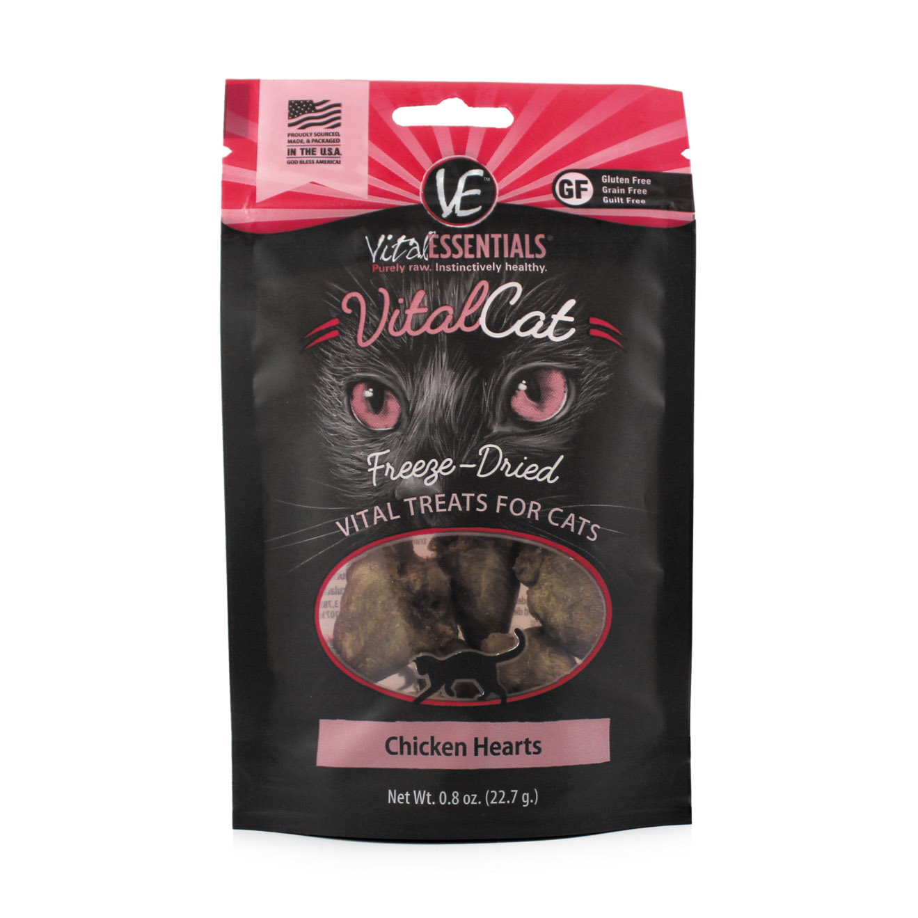 Vital Essentials Chicken Hearts Freeze-Dried Treats for Cats, .8 oz