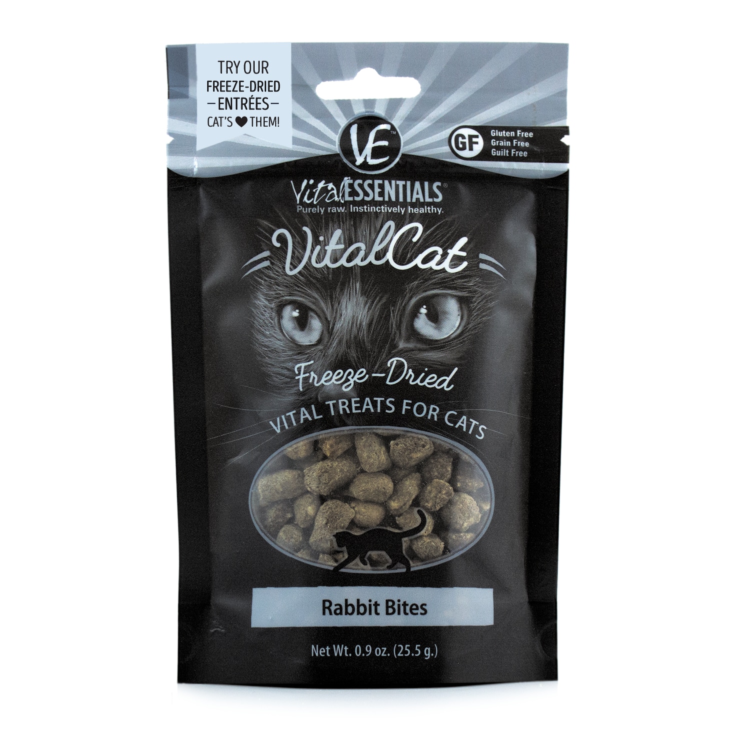 Vital Essentials Rabbit Bites Freeze-Dried Treats for Cats, .9 oz