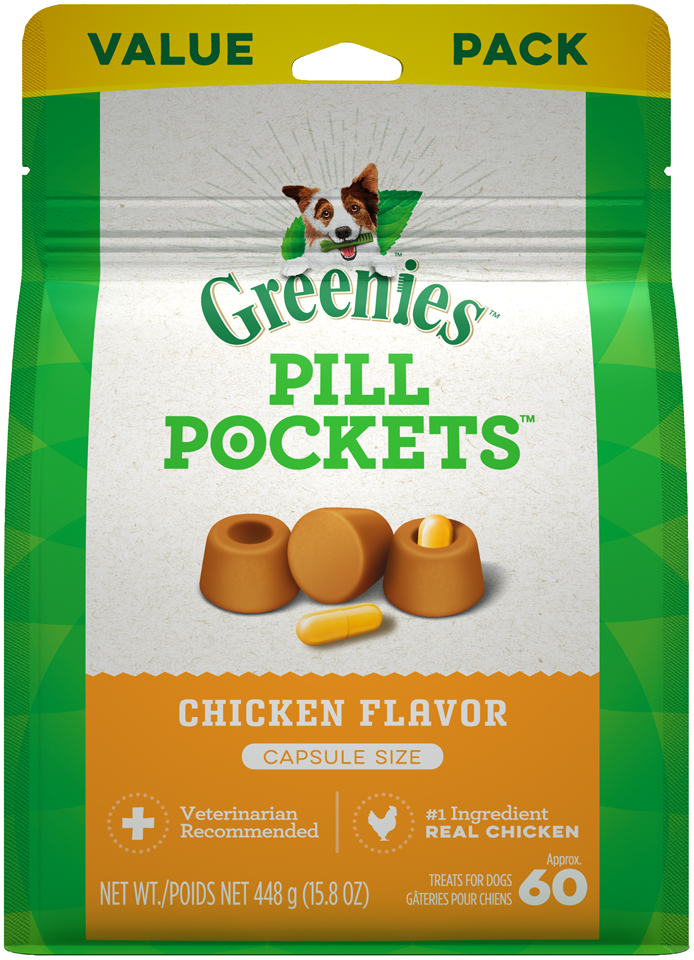 Greenies Pill Pockets Chicken Flavor Capsule Size Dog Treats 15.8 oz. Bag