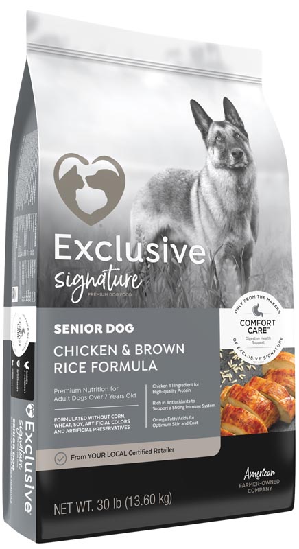 Exclusive Signature Senior Chicken & Brown Rice Formula Dog Food, 30 lbs