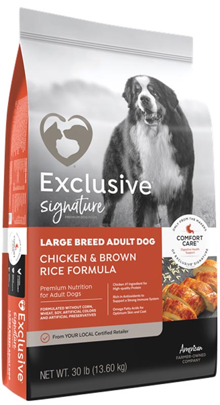 Exclusive Signature Large Breed Adult Chicken & Brown Rice Dog Food, 30 lbs