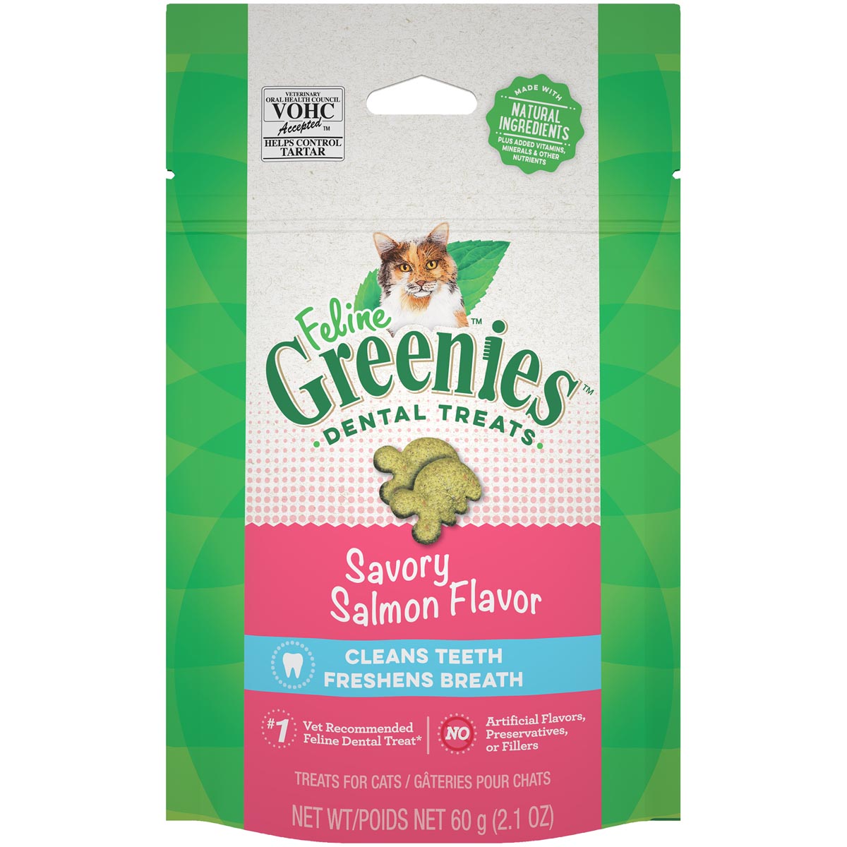 Feline Greenies Savory Salmon Flavor Cat Dental Treats 2.1 oz. Pouch