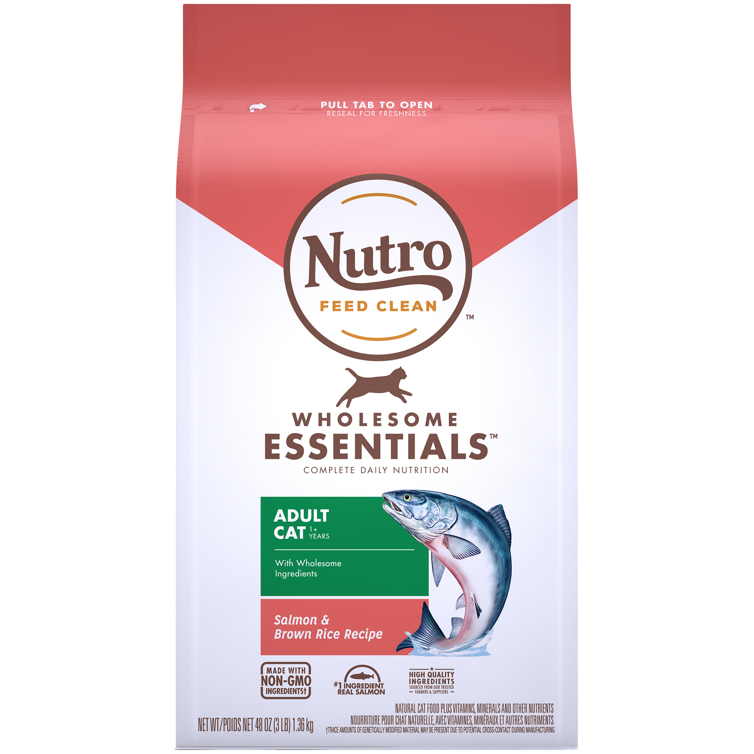 Nutro Wholesome Essentials Salmon & Brown Rice Recipe Adult Cat Food 3 lb.