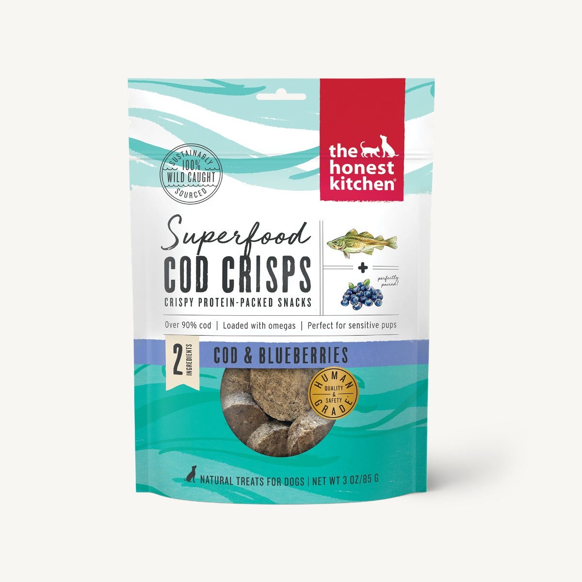 The Honest Kitchen Superfood Cod Crisps, Cod & Blueberry, 3 oz