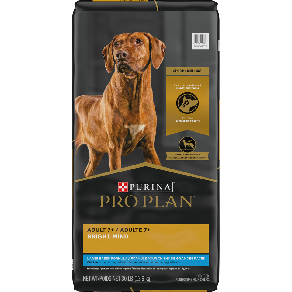 Purina Pro Plan Adult 7+ Bright Mind Large Breed Chicken & Rice Formula, 30 lbs