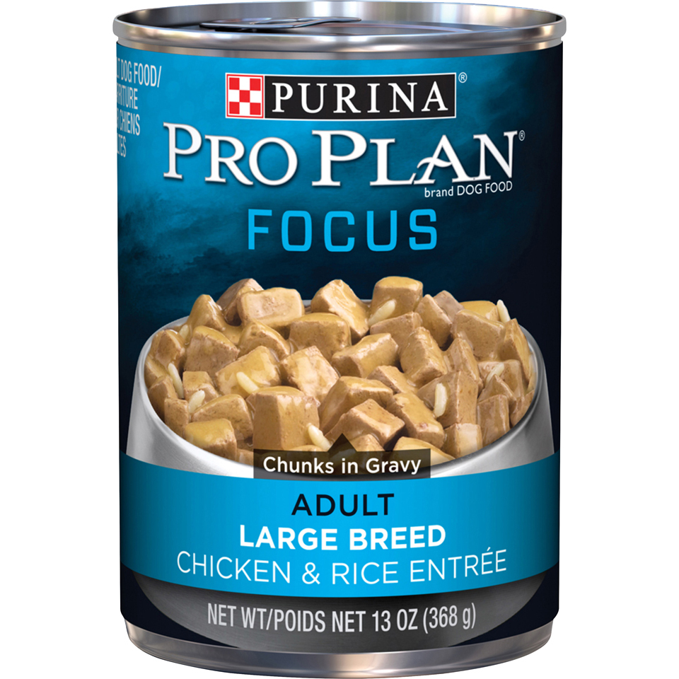 Purina Pro Plan Large Breed Gravy Wet Dog Food; FOCUS Chunks in Gravy Chicken & Rice Entree - 13 oz.