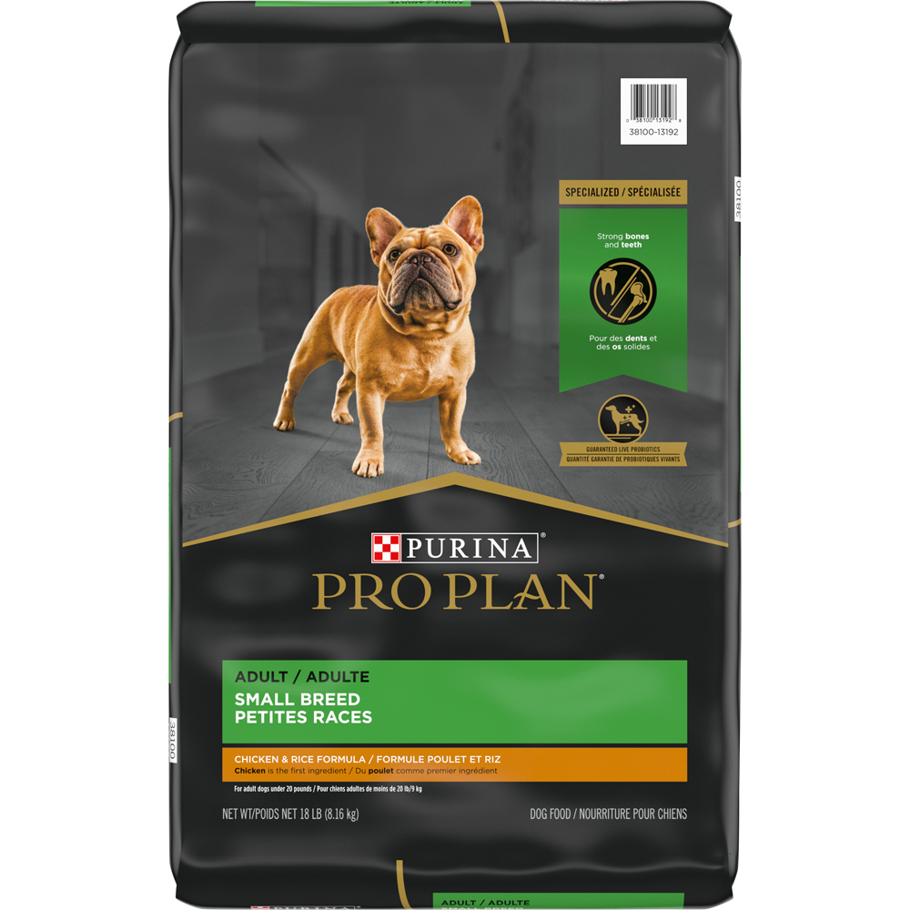 Purina Pro Plan Adult Small Breed Chicken & Rice Formula, 18 lbs