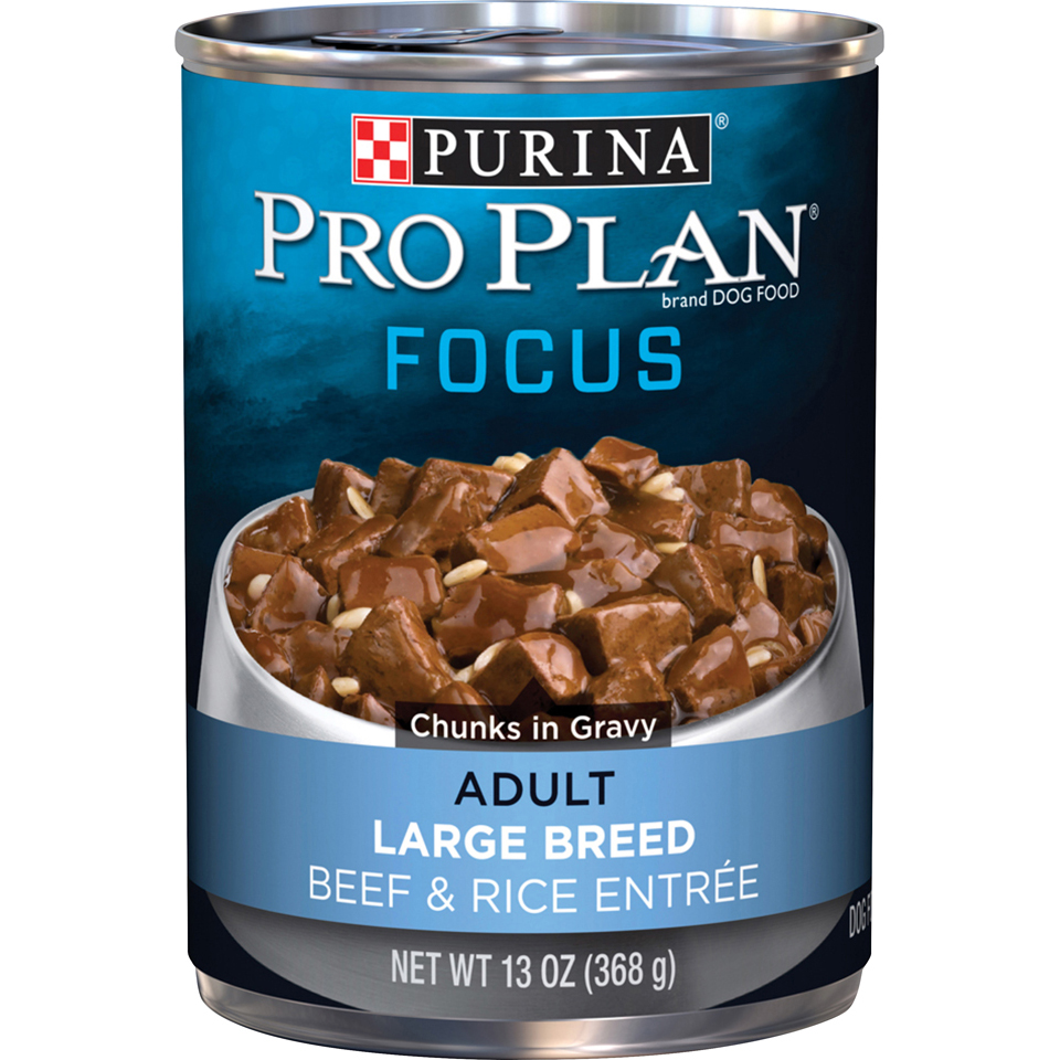 Purina Pro Plan Adult Large Breed Beef & Rice Entrée Chunks In Gravy Wet Dog Food, 13 oz