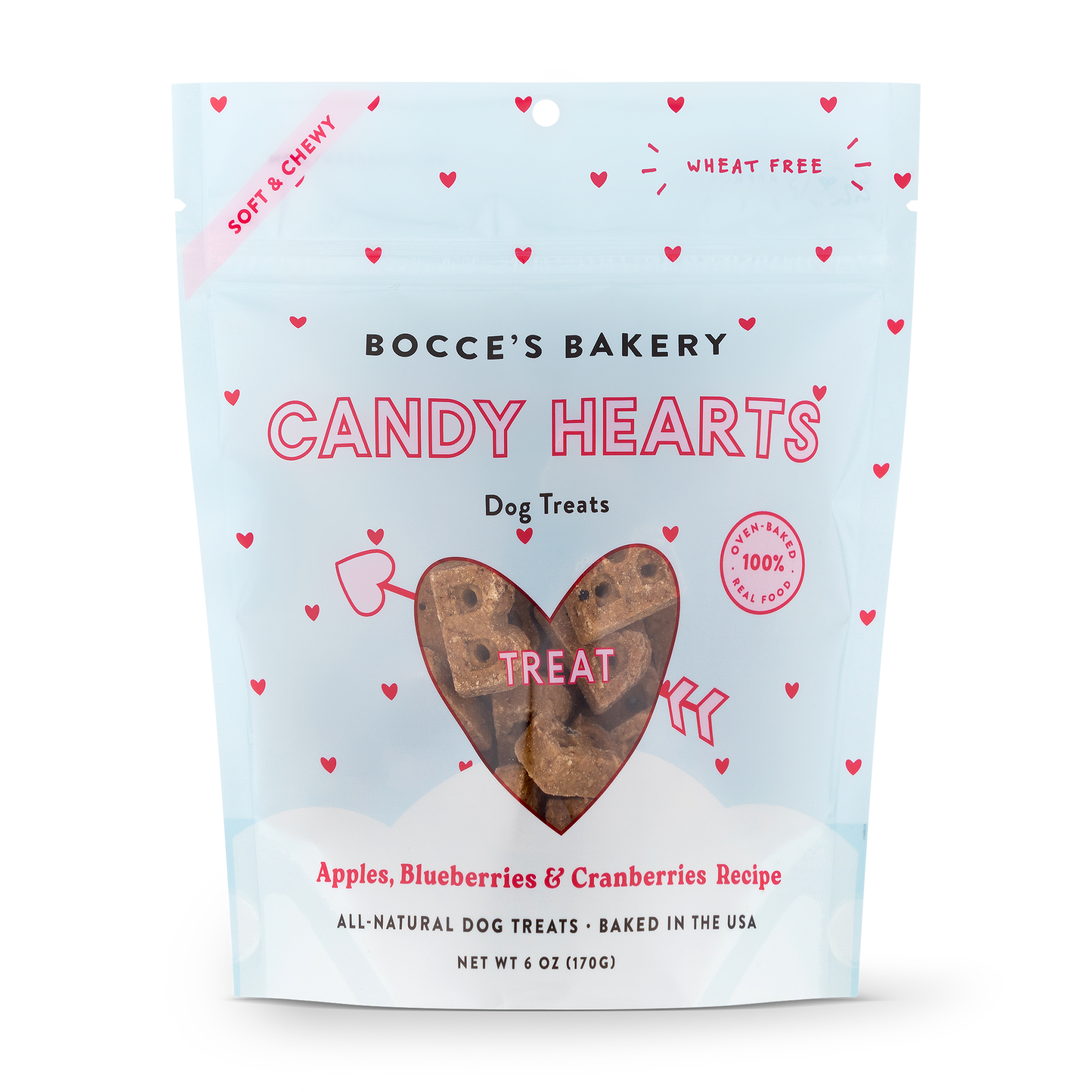 Bocce's Candy Hearts Soft & Chewy Treats, 6 oz