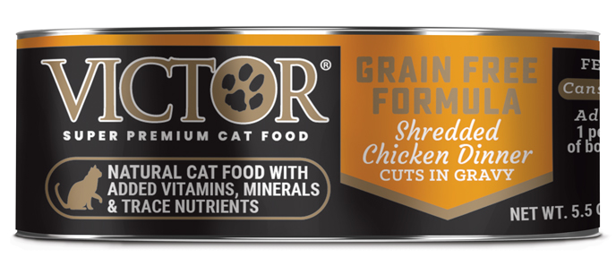 VICTOR Grain Free Shredded Chicken Dinner in Gravy for Cats, 5.5 oz