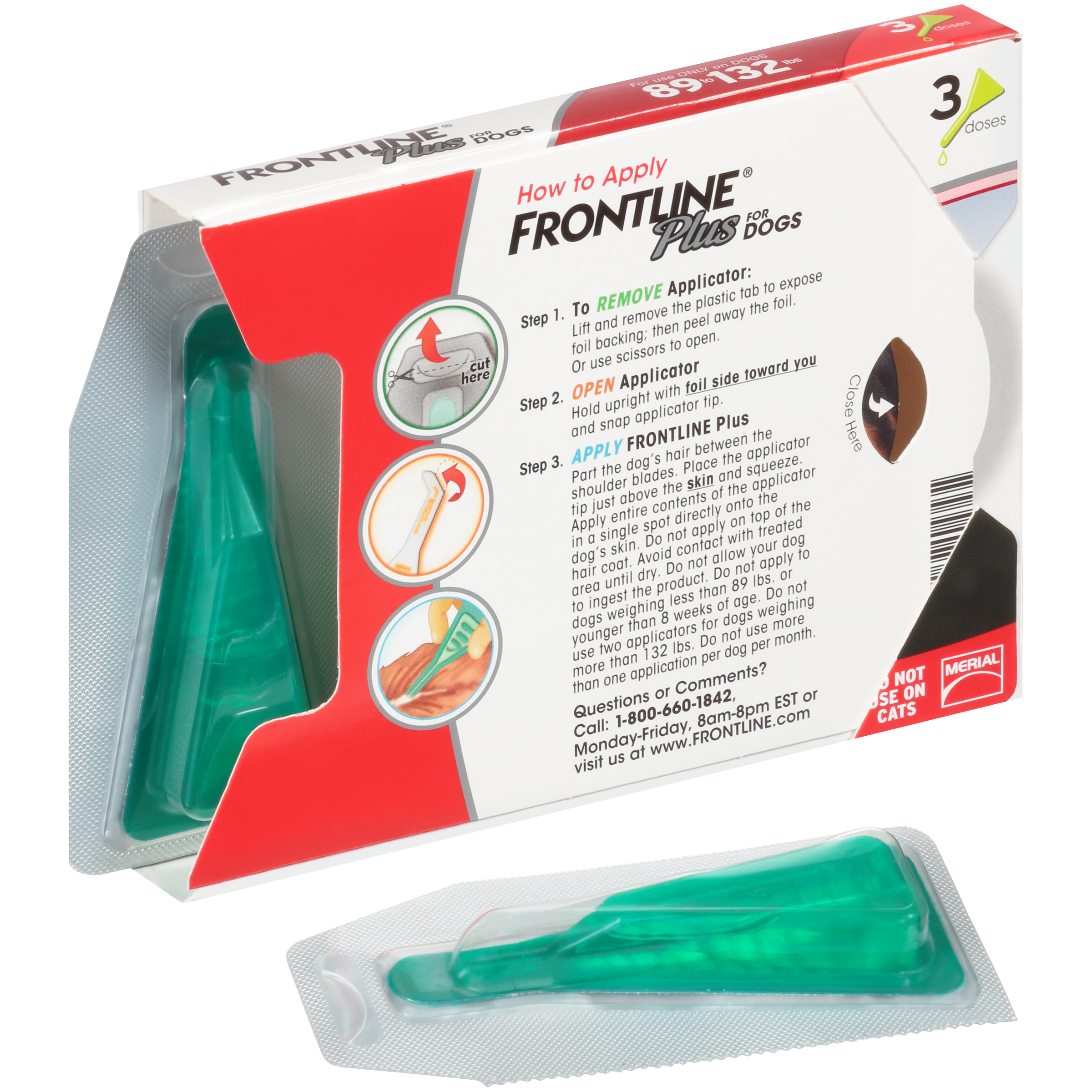 Frontline Plus for Dogs 89 to 132 lbs, 1 dose