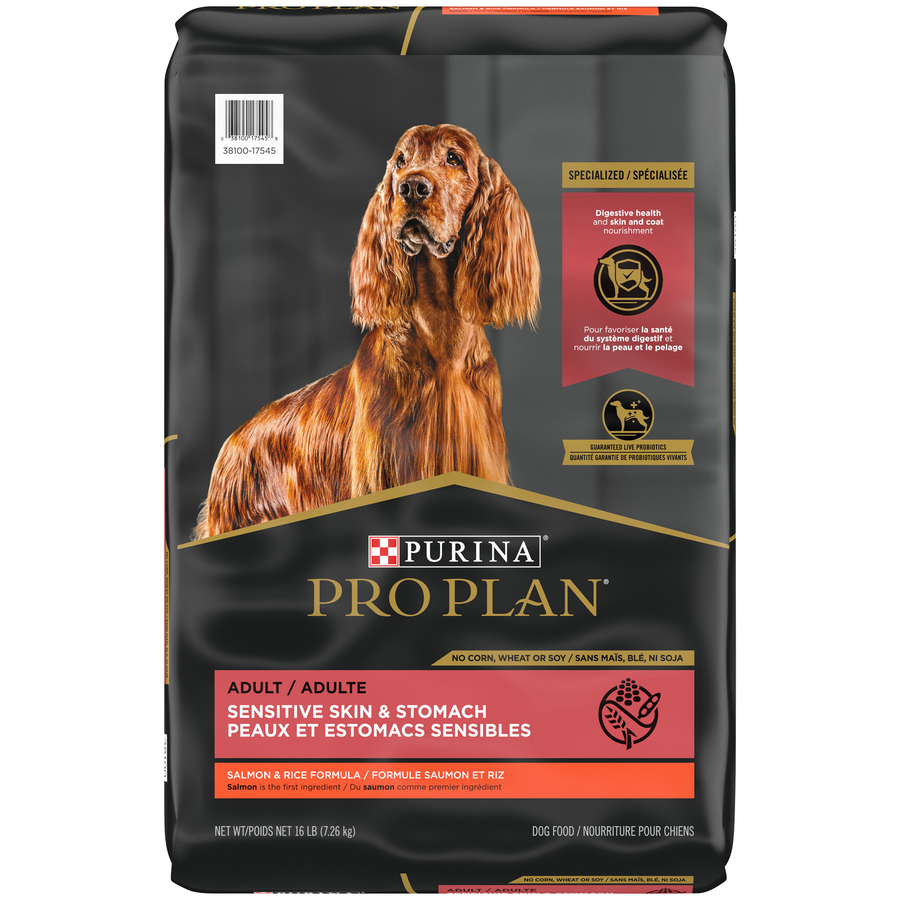 Purina Pro Plan Adult Sensitive Skin & Stomach Salmon & Rice Dog Food, 16 lbs