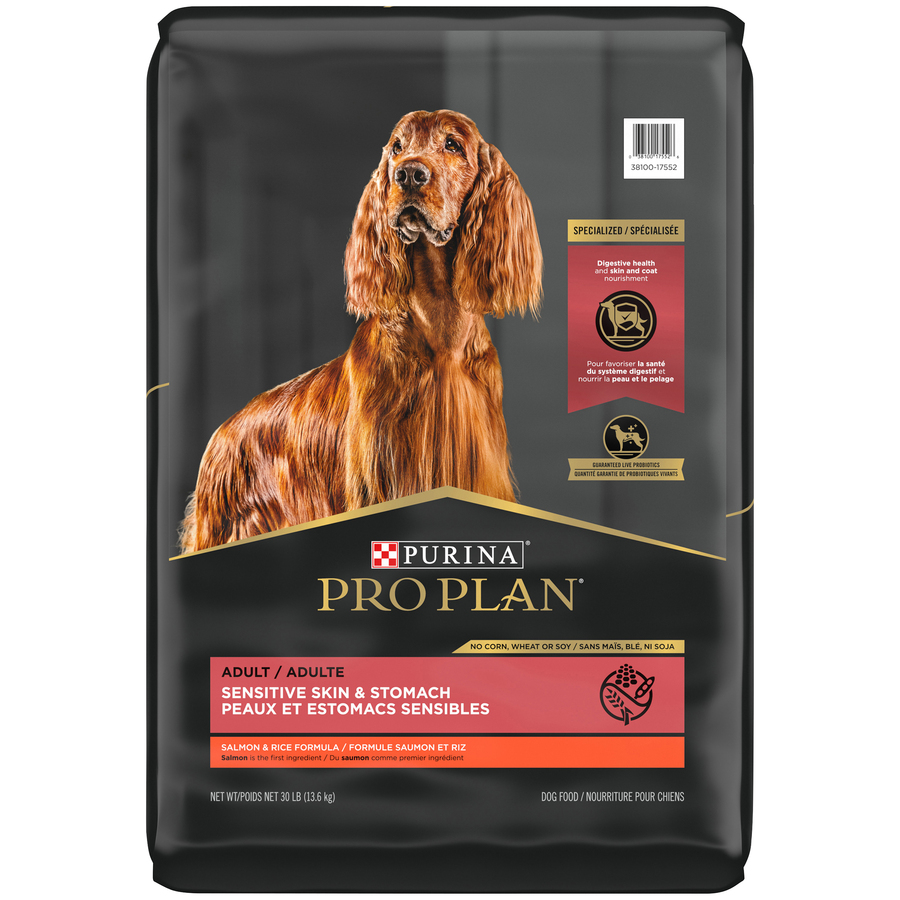 Purina Pro Plan Adult Sensitive Skin & Stomach Salmon & Rice Dog Food, 30 lbs