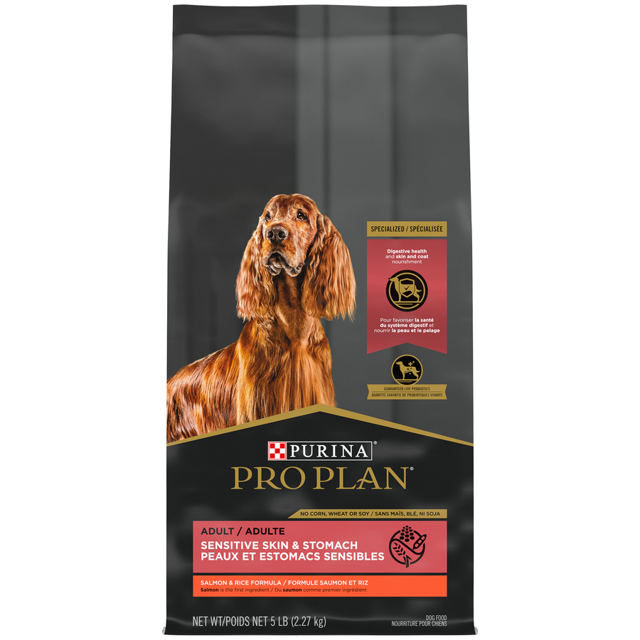 Purina Pro Plan Adult Sensitive Skin & Stomach Salmon & Rice Dog Food, 5 lbs