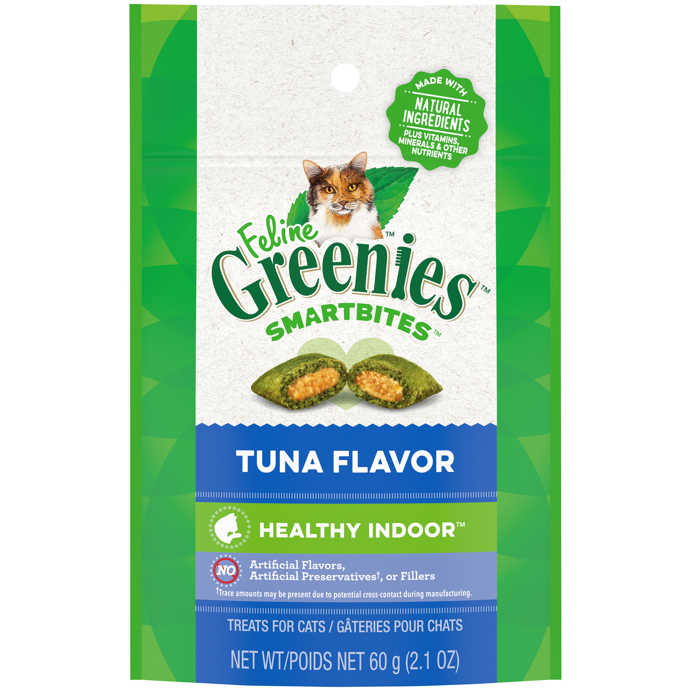 Feline Greenies Smartbites Hairball Control Tuna Flavor Cat Treats 2.1 oz.