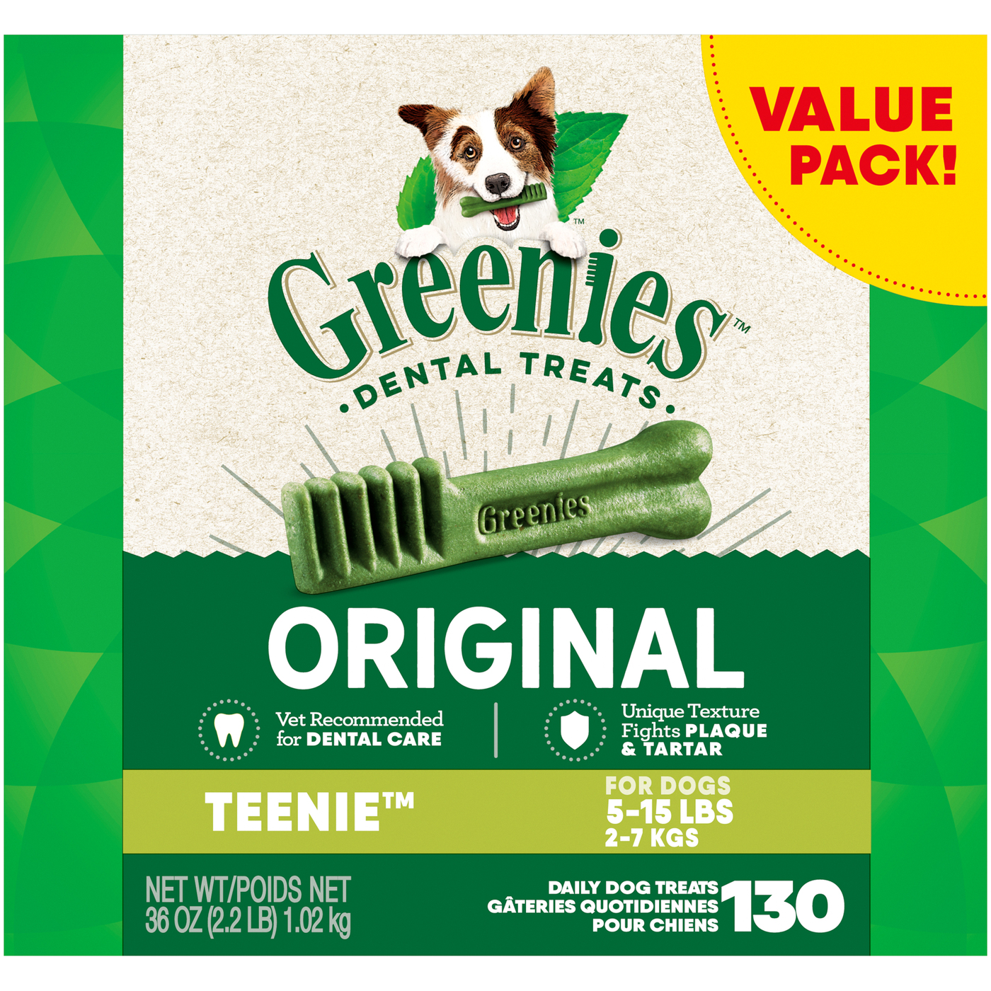 Greenies Original Teenie Daily Dental Treats for Dogs 130 ct Box