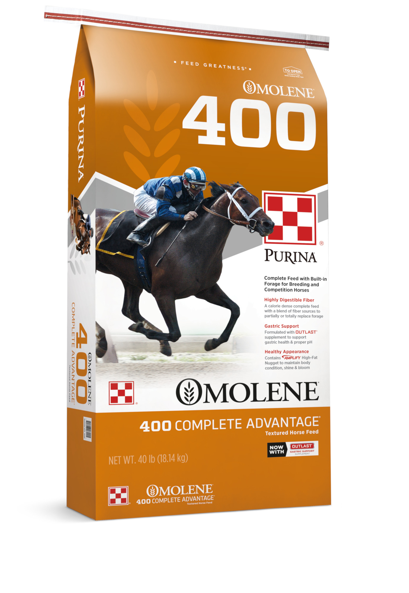 Purina&reg; Omolene #400&reg; RT Complete Advantage Horse Feed, 40 lbs