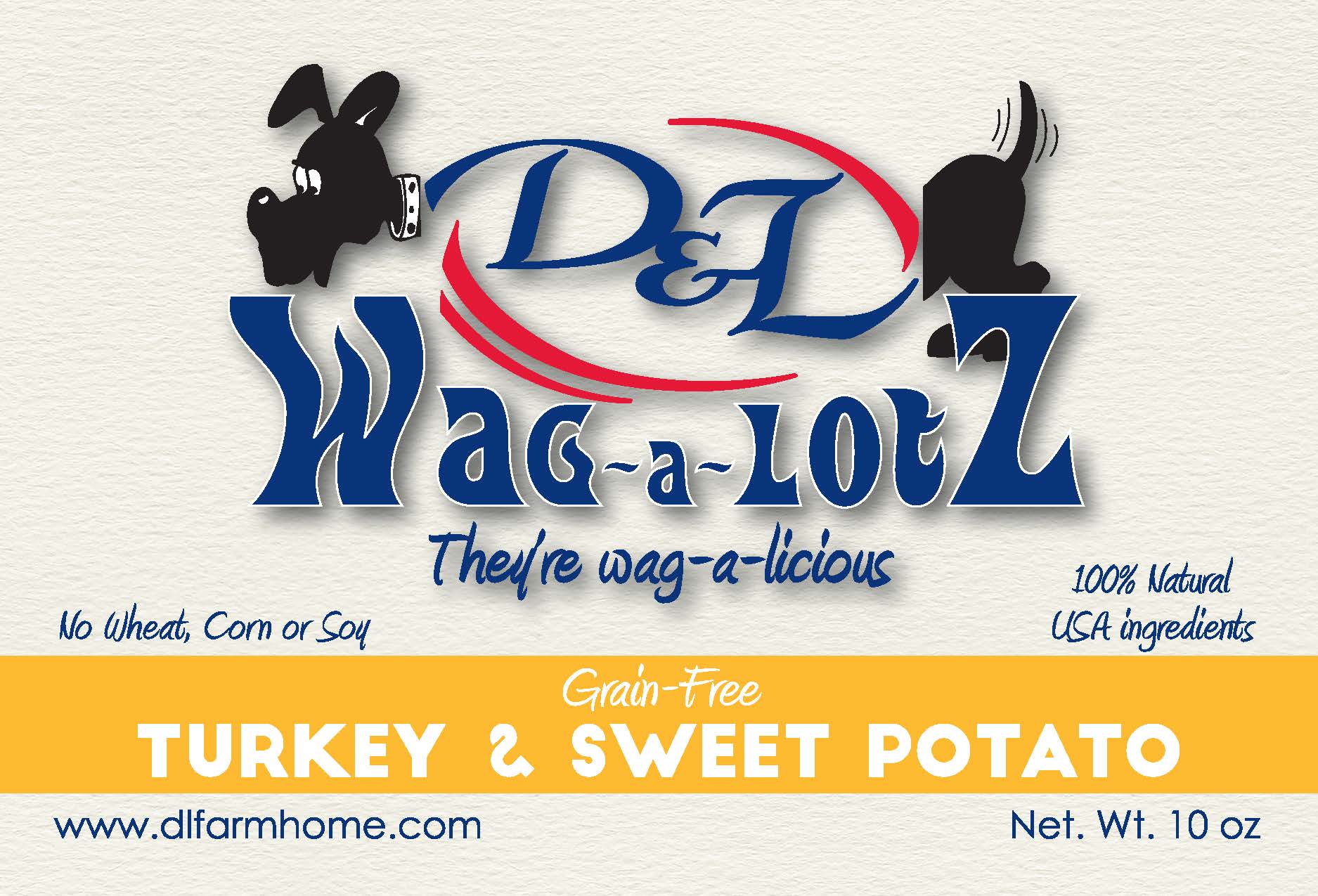 D&L Wag-a-Lotz Grain Free Turkey & Sweet Potato Dog Treats, 10 oz