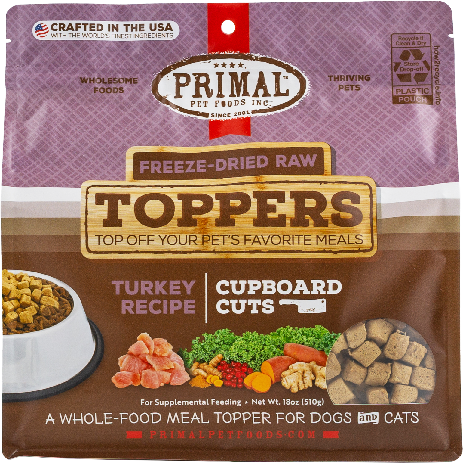 Primal Cupboard Cuts Freeze-Dried Raw Toppers - Turkey, 18 oz