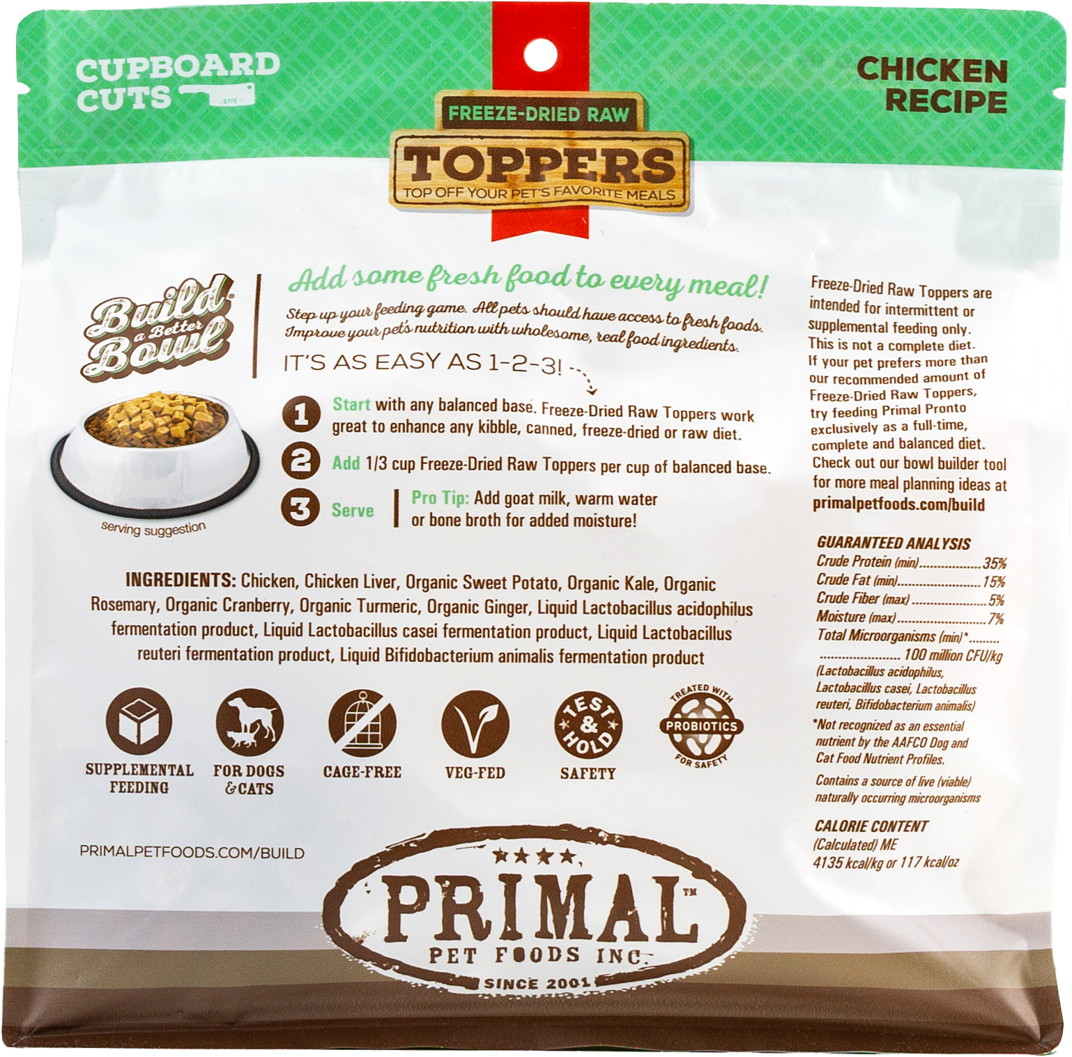 Primal Cupboard Cuts Freeze-Dried Raw Toppers - Chicken, 18 oz