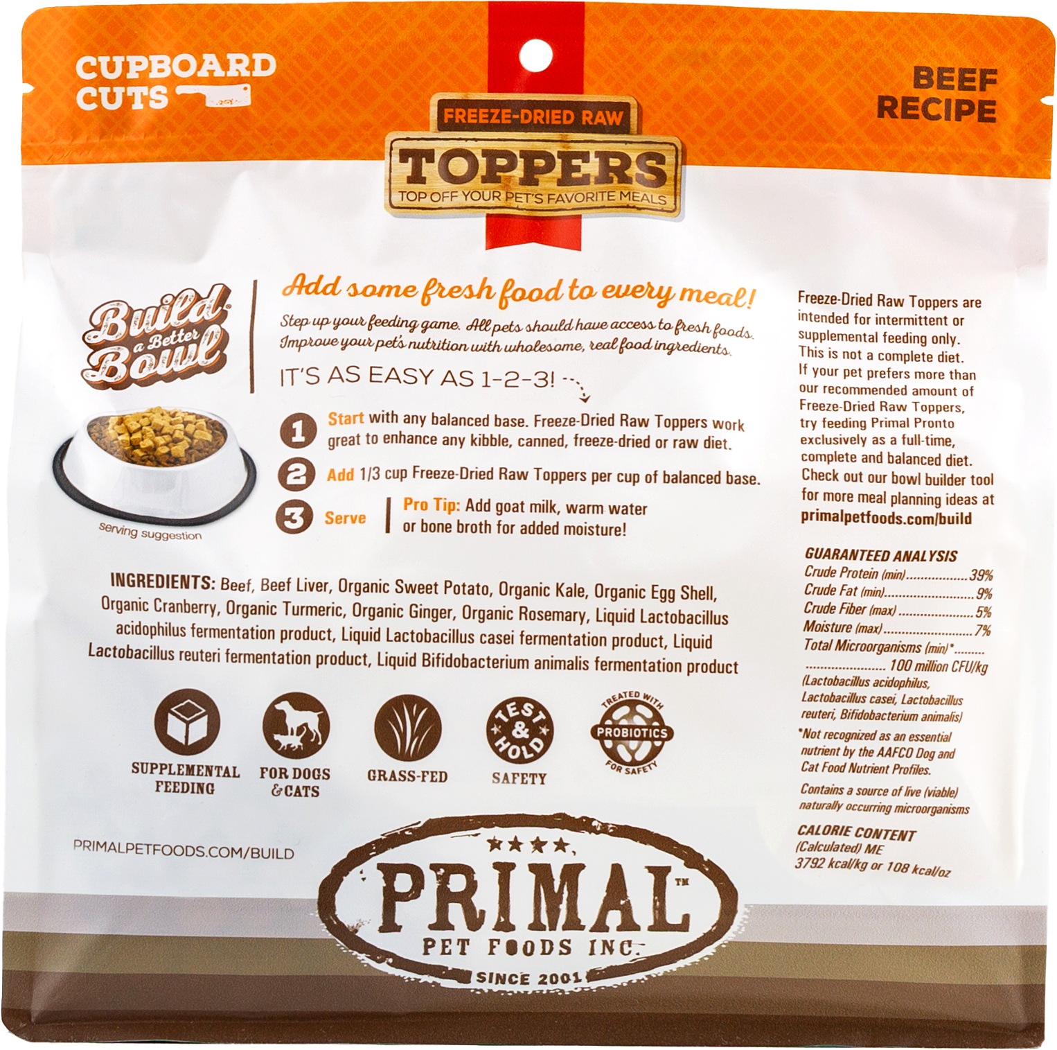 Primal Cupboard Cuts Freeze-Dried Raw Toppers - Beef, 18 oz