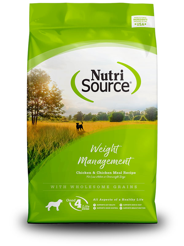NutriSource Weight Management Dog Food Chicken & Chicken Meal Protein, 15 lbs