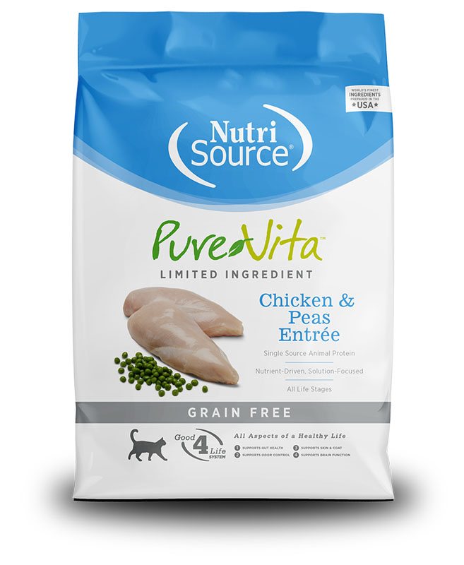 NutriSource Pure Vita Grain Free Chicken & Peas for Cats, 15 lbs
