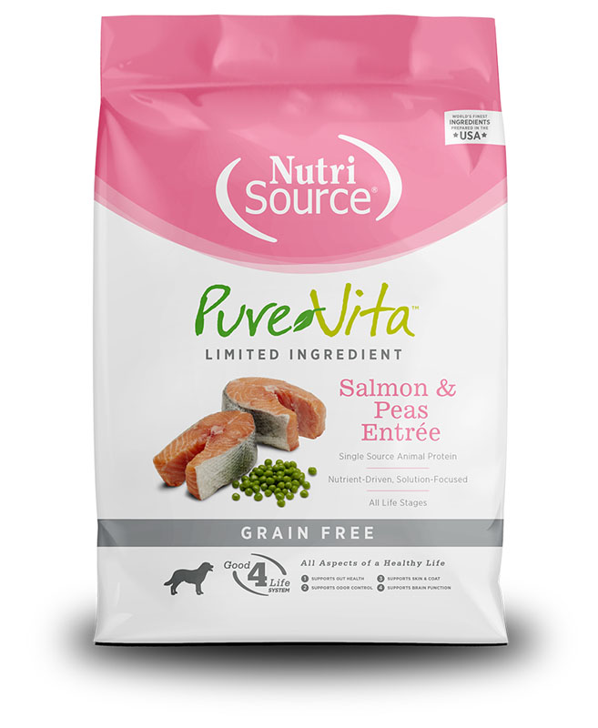 NutriSource Pure Vita Salmon & Peas Grain Free Dog Food, 25 lbs
