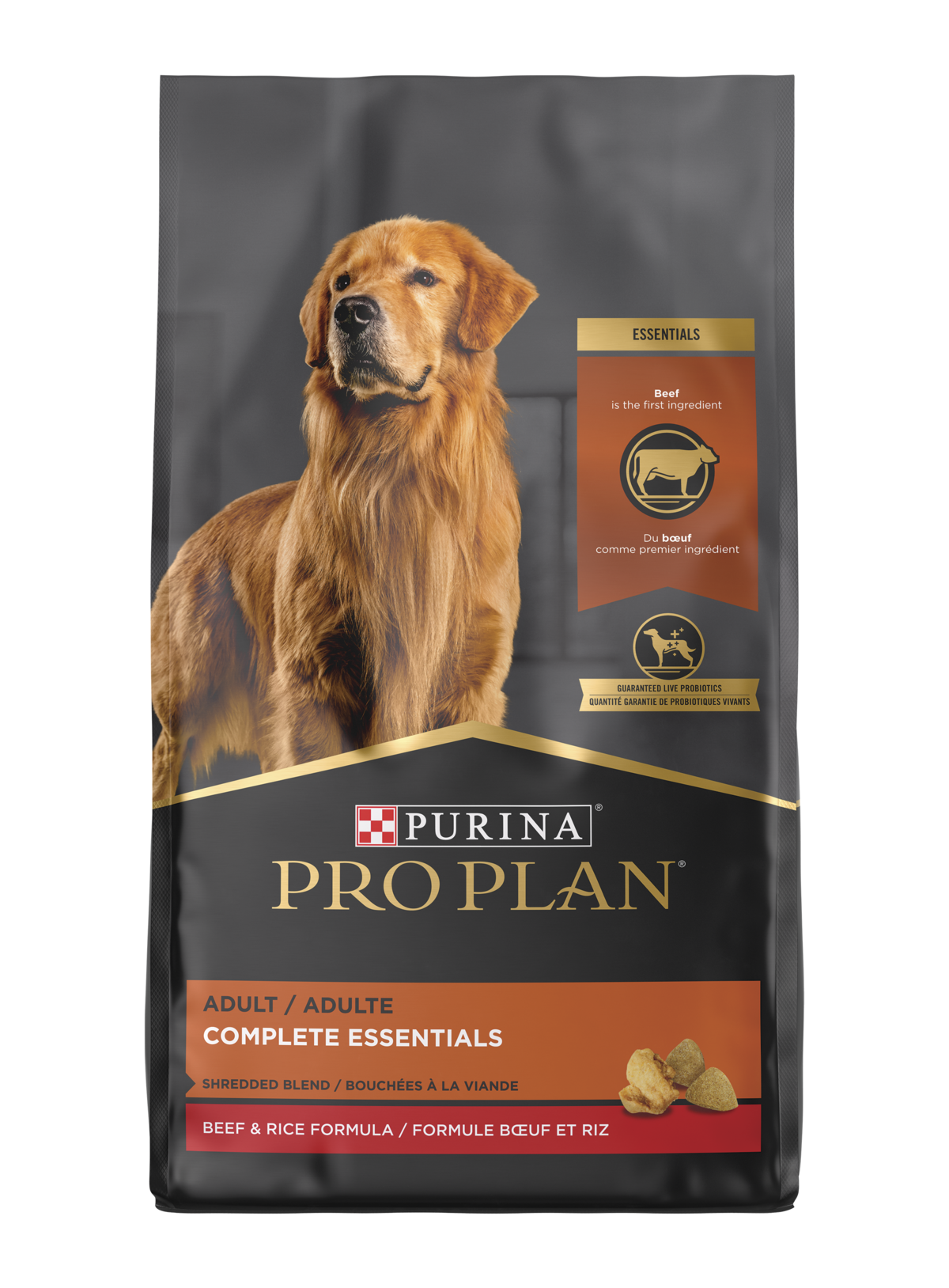 Purina Pro Plan Adult Complete Essentials Shredded Blend Beef & Rice, 35 lbs