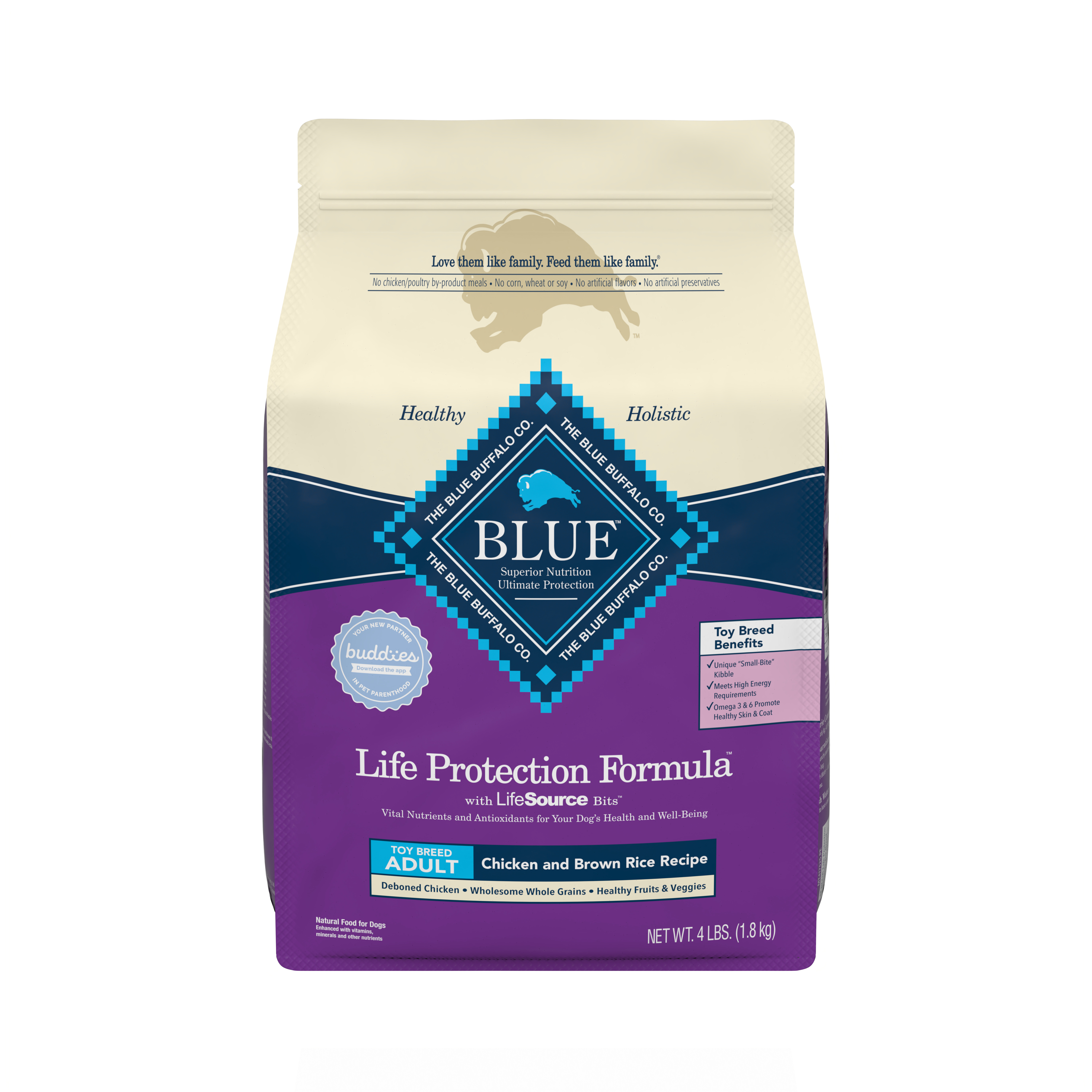 BLUE Life Protection Formula Chicken and Brown Rice Recipe for Toy Breed Adult Dogs, 4 lb