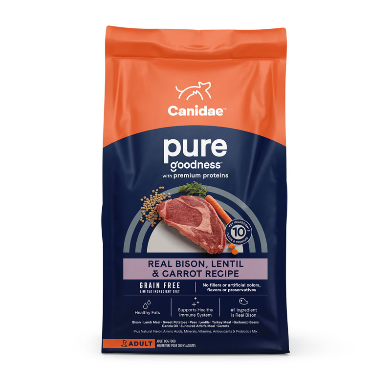 Canidae PURE Grain Free Bison, Lentil & Carrot Recipe for Dogs, 10 lb