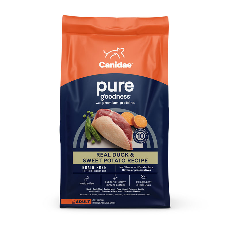 Canidae PURE Grain Free Duck & Sweet Potato Recipe for Dogs, 24 lb