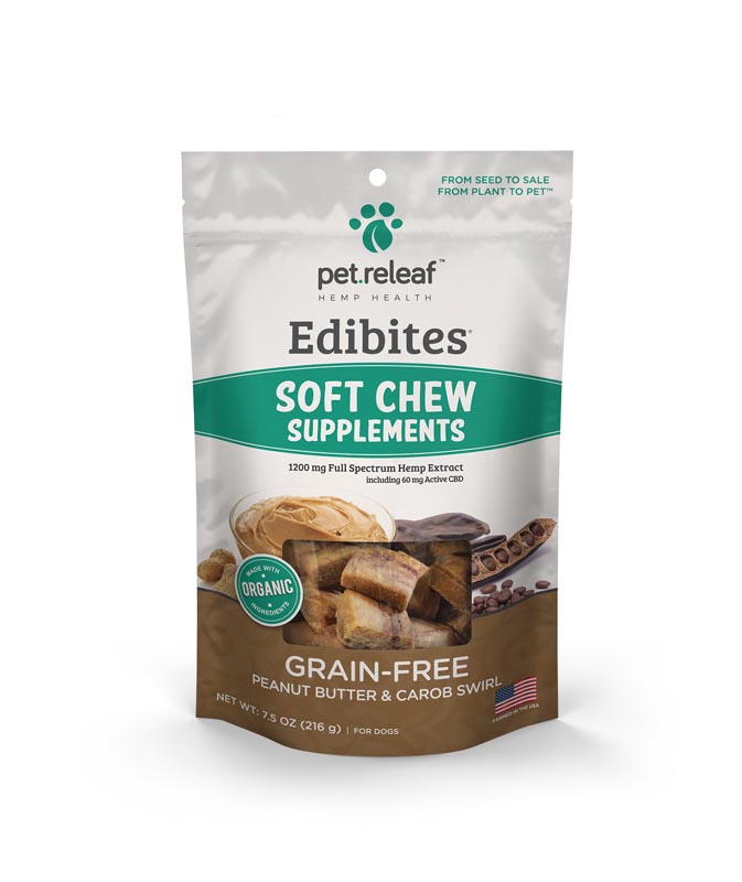 Pet Releaf Grain-Free Peanut Butter & Carob Soft Chews For Dogs, 7.5 oz