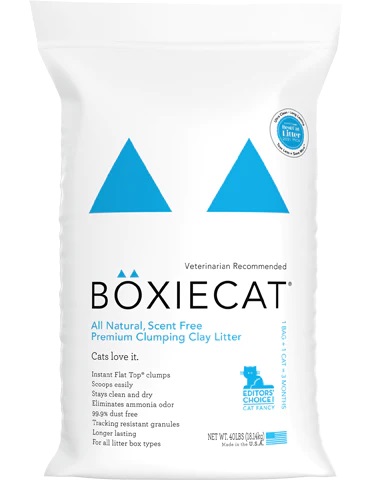 Boxiecat Scent-free Premium Clumping Clay Cat Litter, 40-lb bag