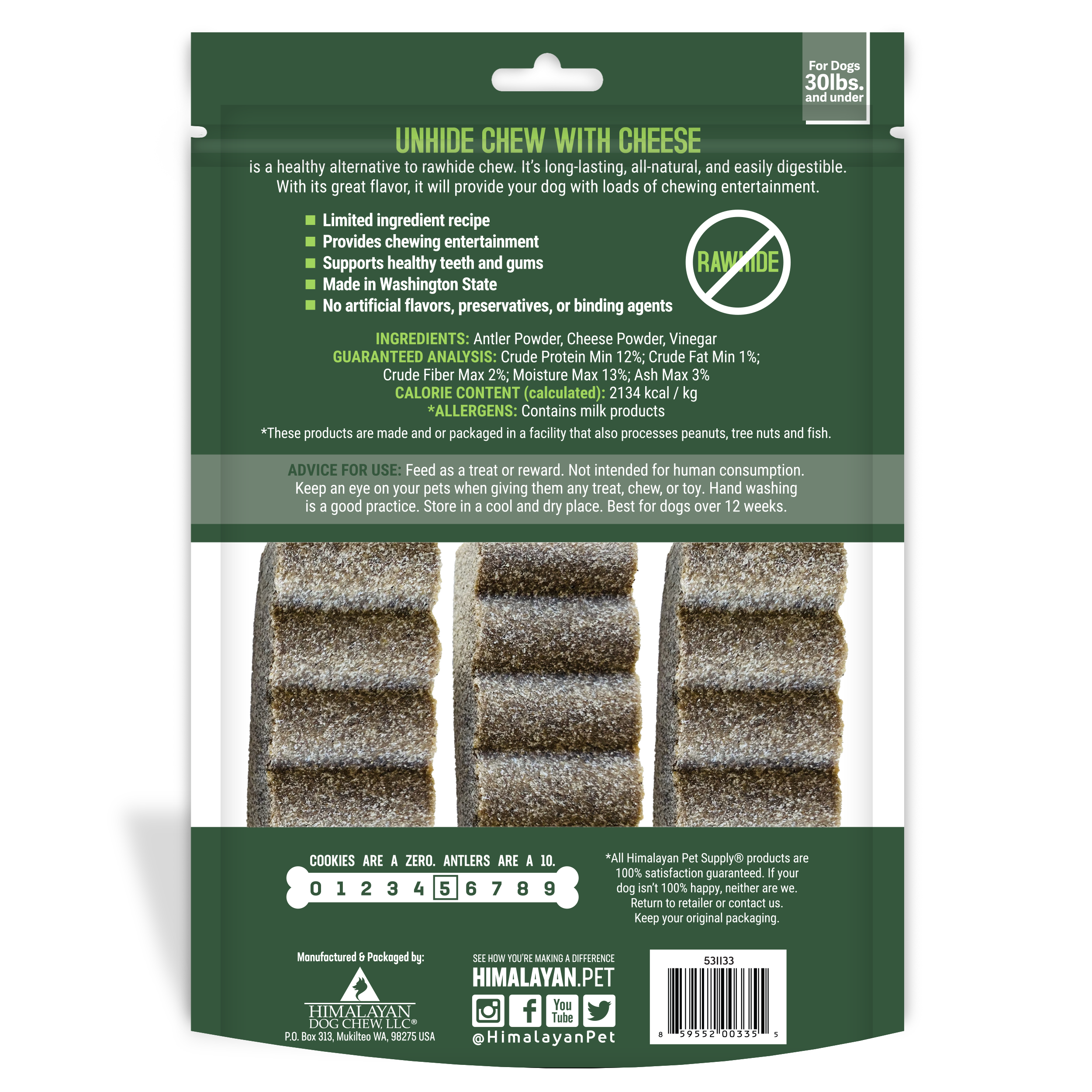 Himalayan UnHide Rawhide-Free Chew, 3 pack, Sm