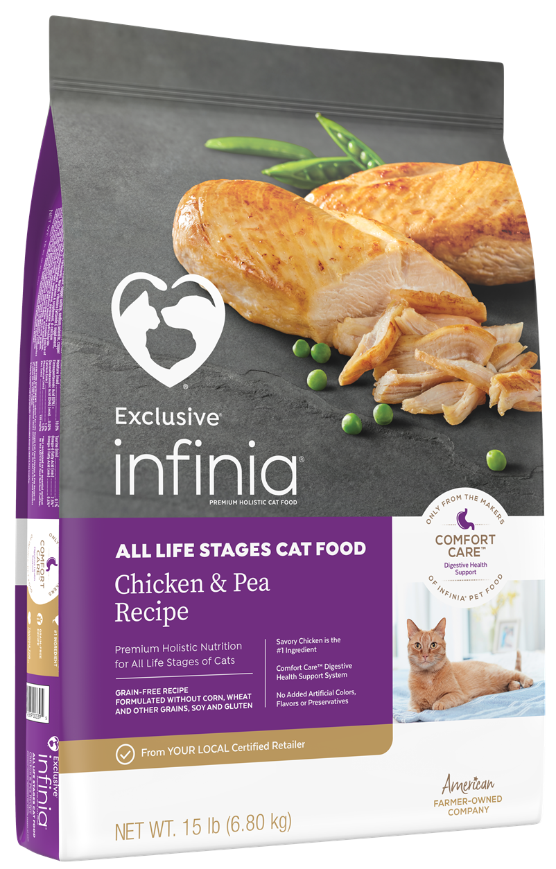 Infinia Chicken & Pea Recipe for Cats, 15 lbs