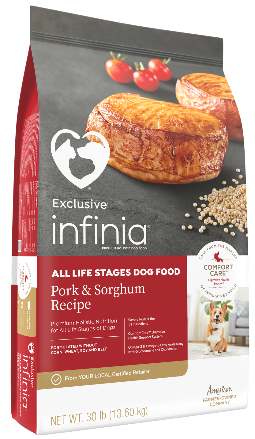 Infinia Pork & Sorghum for Dogs, 30 lbs