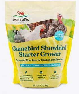 MannaPro Gamebird Showbird Starter Grower Crumbles, 5 lbs