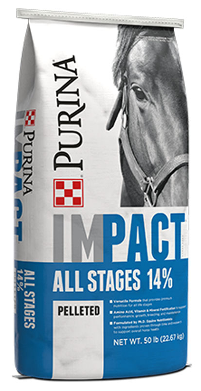 Purina&reg; Impact&reg; All Stages 14% Pelleted Horse Feed, 50 lbs